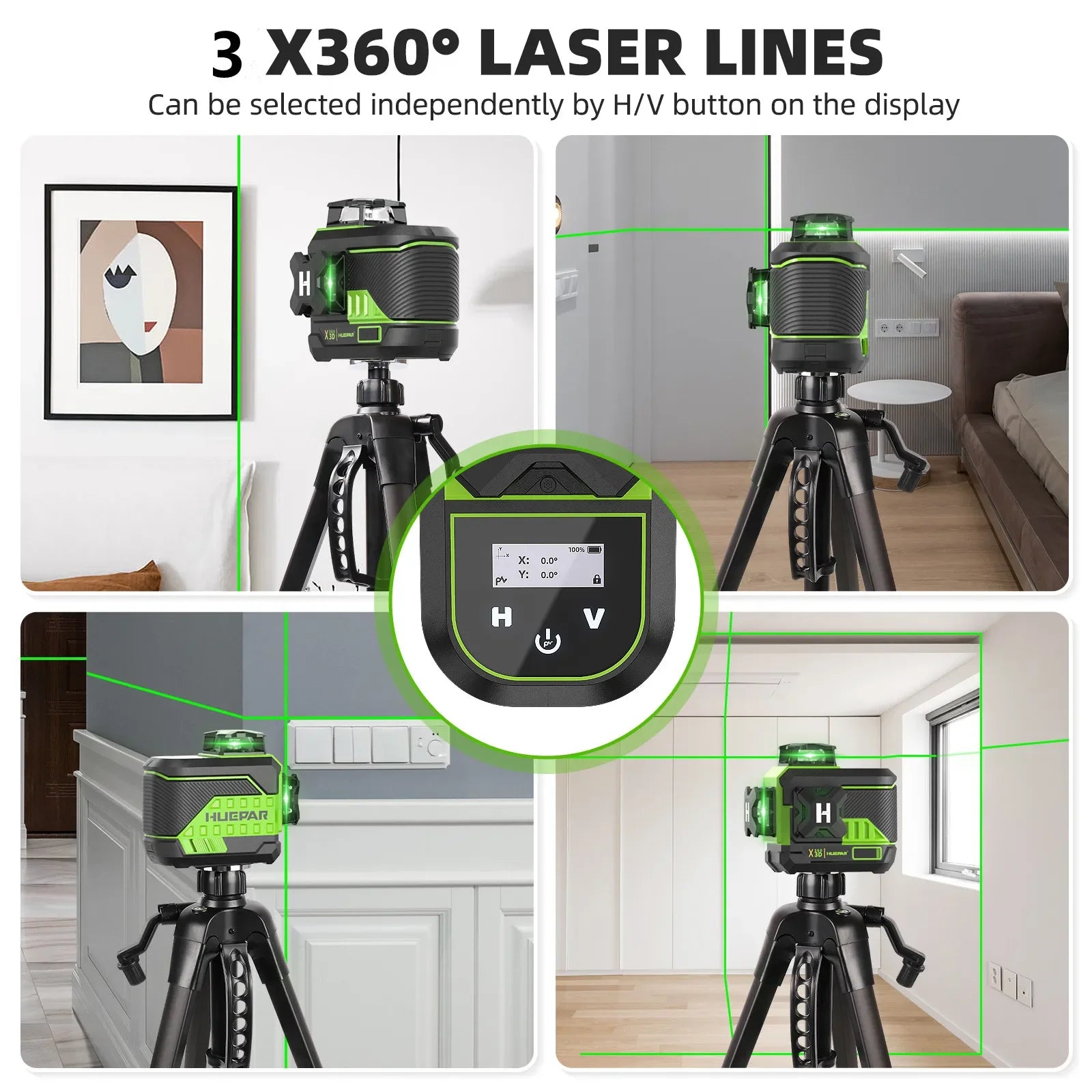 Huepar 3D Cross Line Laser Level – 360° Precision Made Easy