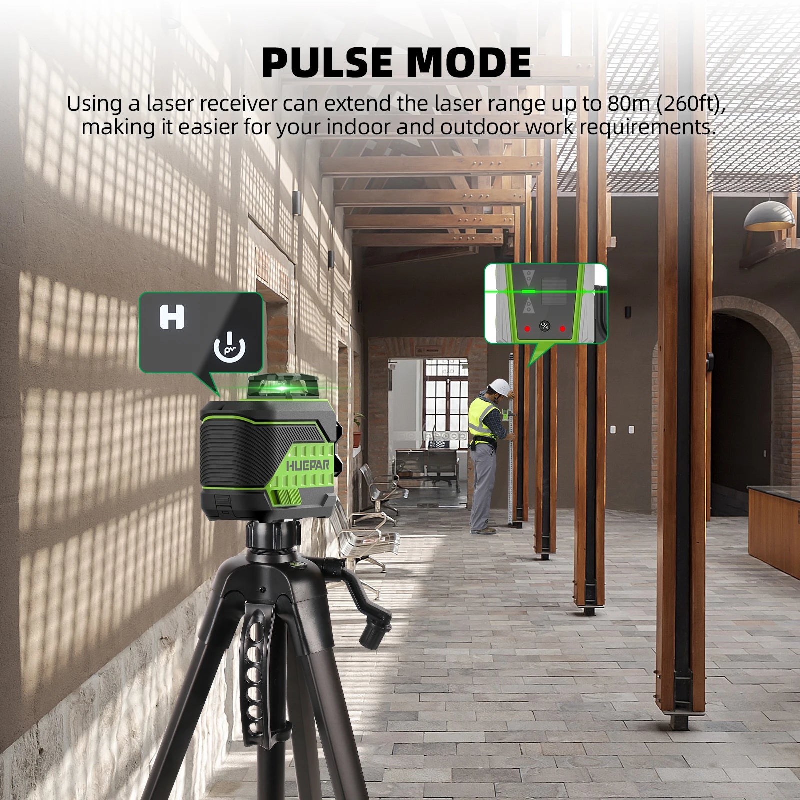 Huepar 3D Cross Line Laser Level – 360° Precision Made Easy